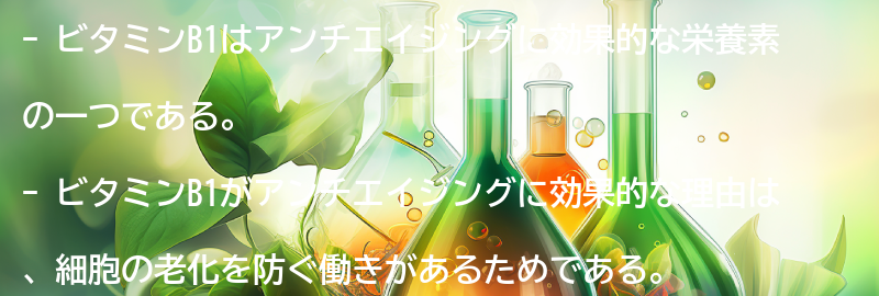 ビタミンB1がアンチエイジングに効果的な理由の要点まとめ