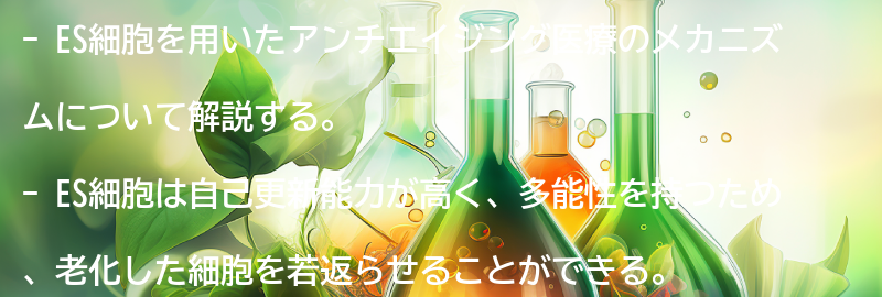 ES細胞を用いたアンチエイジング医療のメカニズムの要点まとめ