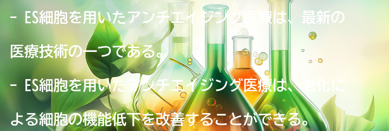 ES細胞を用いたアンチエイジング医療の実績と効果の要点まとめ