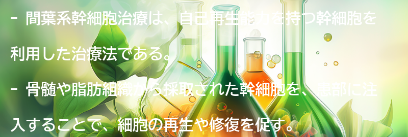 間葉系幹細胞治療とは？の要点まとめ