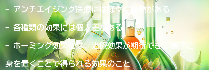 アンチエイジング医療の種類と効果の要点まとめ