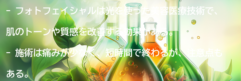 フォトフェイシャルの施術方法と注意点の要点まとめ