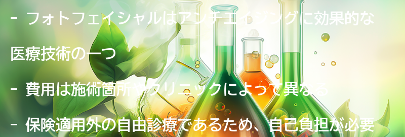 フォトフェイシャルの費用と保険適用についての要点まとめ