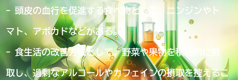 頭皮の血行を促進する食べ物と食生活の改善方法の要点まとめ