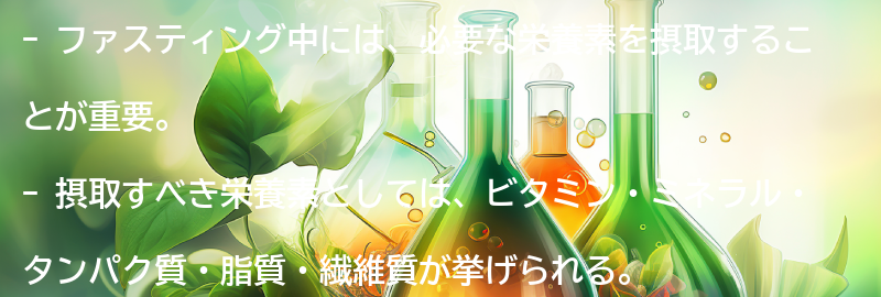 ファスティング中に摂取すべき栄養素と飲み物の要点まとめ