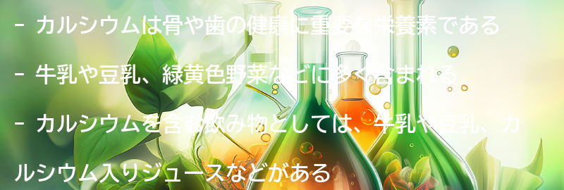カルシウムを含む飲み物の種類と効果の要点まとめ