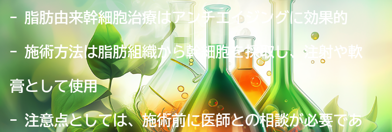 脂肪由来幹細胞治療の施術方法と注意点の要点まとめ