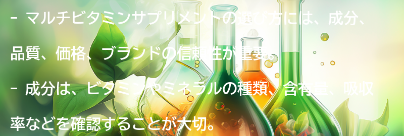 マルチビタミンサプリメントの選び方の要点まとめ
