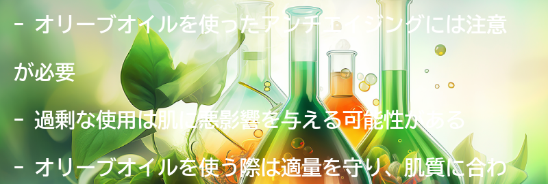 オリーブオイルを使ったアンチエイジングの注意点の要点まとめ