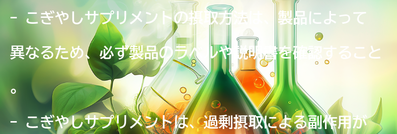 こぎやしサプリメントの摂取方法と注意点の要点まとめ