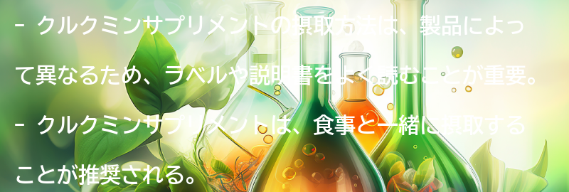 クルクミンサプリメントの摂取方法と注意点の要点まとめ
