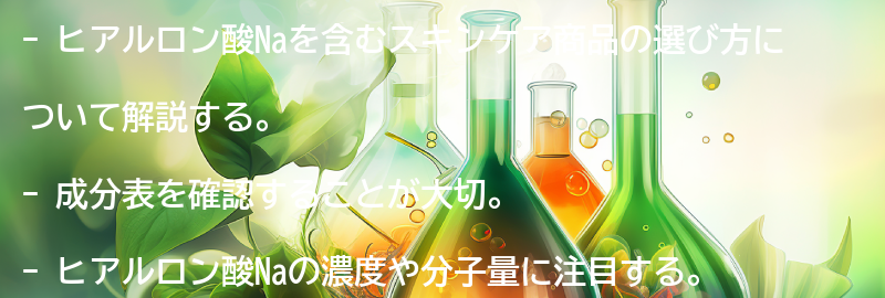 ヒアルロン酸Naを含むスキンケア商品の選び方の要点まとめ