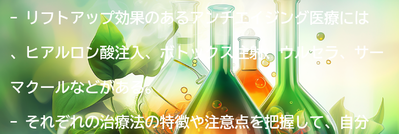 リフトアップ効果のあるアンチエイジング医療の要点まとめ