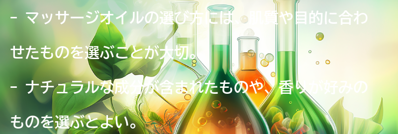 マッサージオイルの選び方の要点まとめ